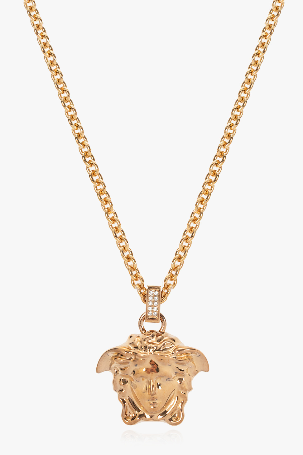 Versace 3 medusa deals gold chain necklace